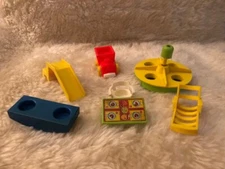 Vintage Fisher Price Little People ~ Merry Go Round, Slide, and other pieces