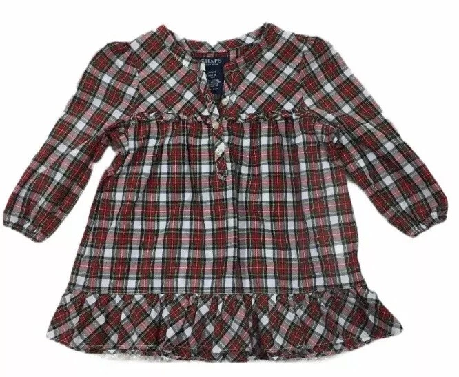 Chaps Baby Girl Nightgown Red Tartan Plaid CHRISTMAS PJ Classic L