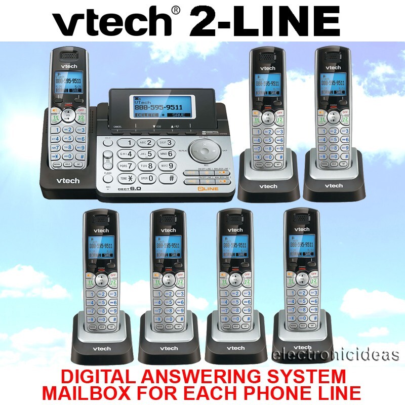 VTECH DS6151 DECT 6.0 2LINE CORDLESS PHONE + 6 CORDLESS HANDSETS NEW