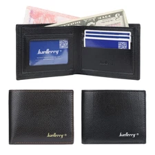 New Men Minimalist Leather Bifold Wallet ID Window Credit Card Case Holder Purse