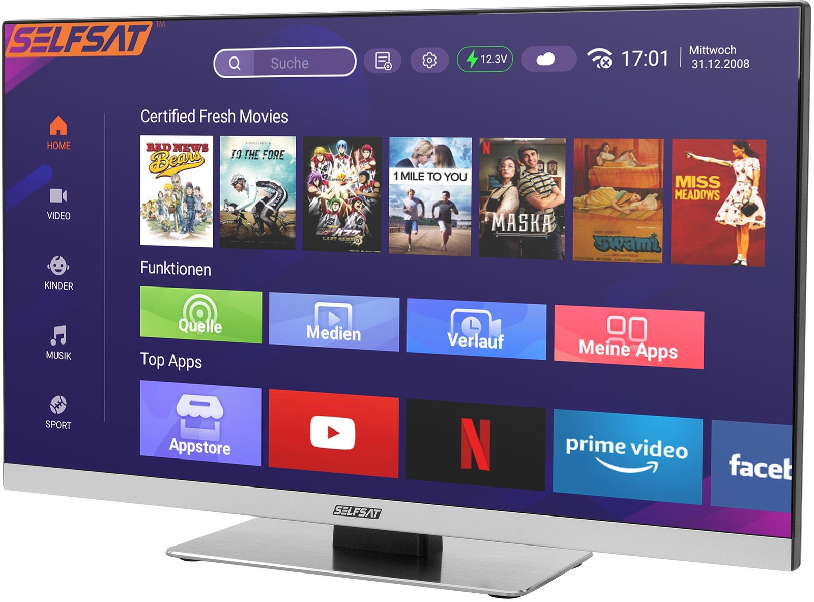 Thumbnail - Selfsat Smart Frameless Led-tv 1255, 22"(55cm), Wlan, Bluetooth,