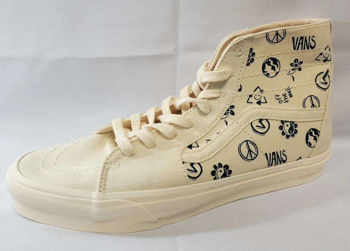 Mens Vans Sk8 Hi Tapered Eco Theory In Our Hands Off White Canvas Sneakers Shoes
