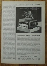 1958 BAUSCH LOMB BALOMATIC Slide Projector Magazine Ad