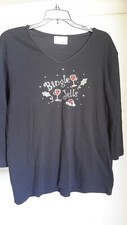 Cactus Bay Apparel Womens XXL Top Christmas Bingle Jells Black Made in USA