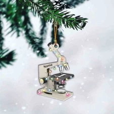 Personalized Microscope Ornament Microscope Christmas Ornament Science Ornament