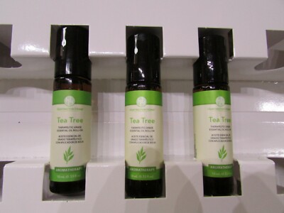 NEW 3 ROLL ON TEA TREE ESSENTIAL OIL ROLLERS BOTTLES AROMATHERAPY PURIFY CLEANSE