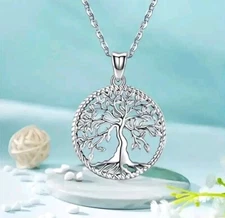 Fashion Silvery Tree of Life Necklace Jewelry Gift Men Women Silvery Brand New