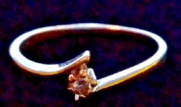 10K Solid Gold Solitaire Diamond Bypass Ring, Sz.… - image 2