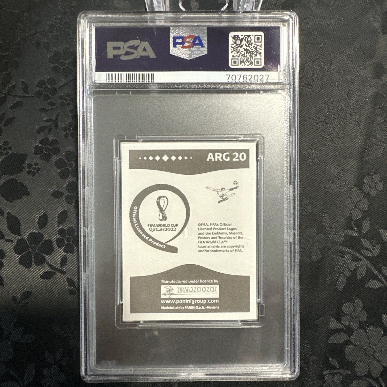 2022 Panini FIFA World Cup QATAR Sticker Lionel Messi PSA 9 mint view 2