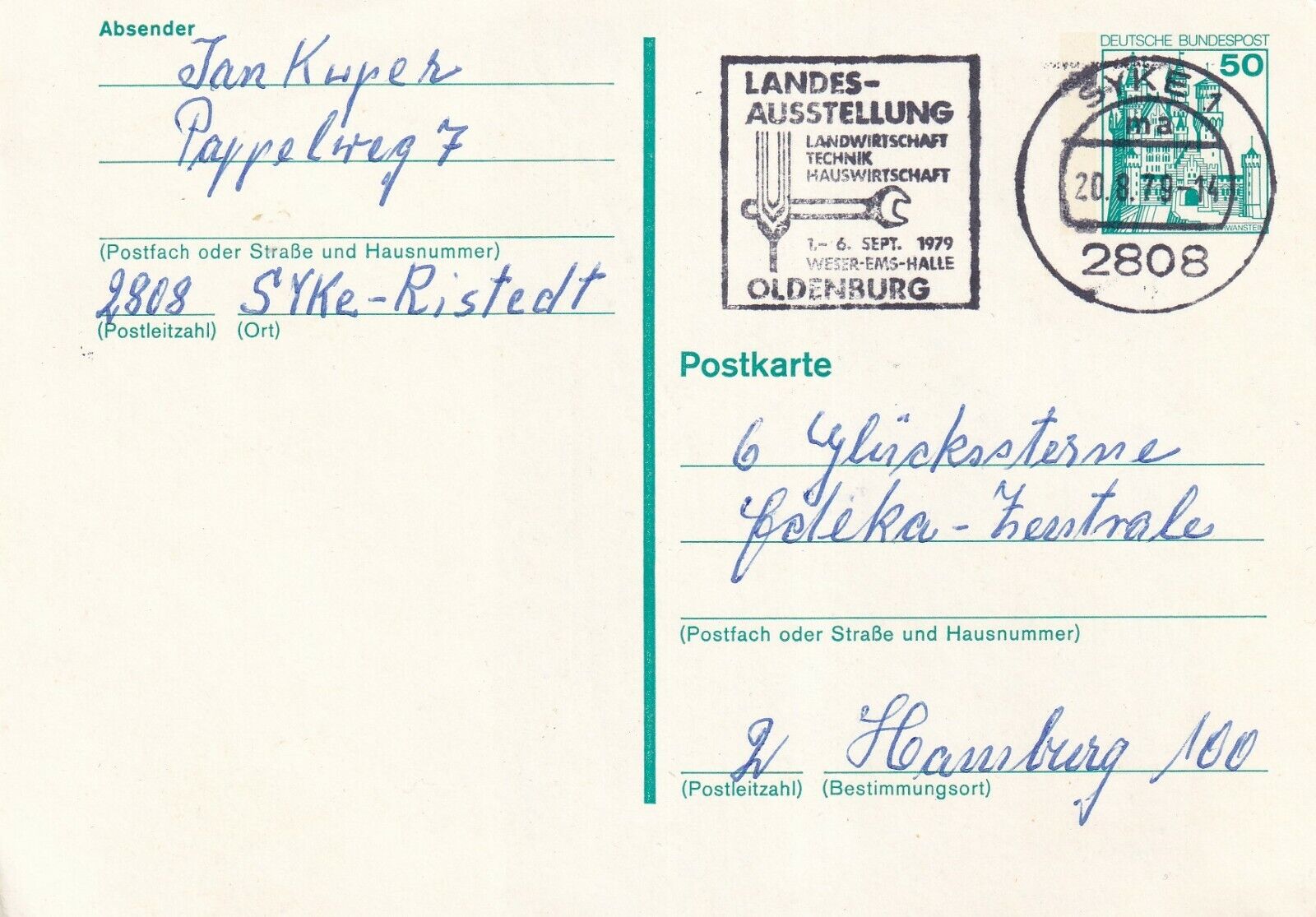 Syke Stamp Receipt 1979 Landesausstellung Oldenburg Ganzsache Bedarferhaltung 