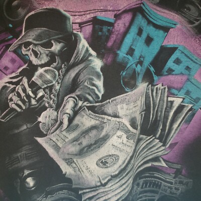 Hybrid Tees Y2K Dark Gangsta Rap LARGE SHIRT