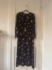 Rixo Black Long Sleeve Dress with Red Starfish Print