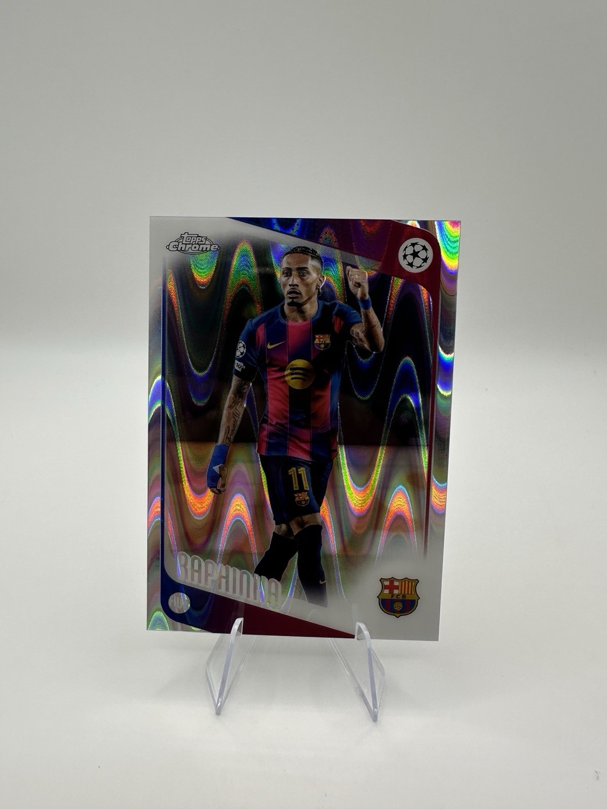 2025-26 Topps Chrome UEFA Club Competions Raphinha #97 Raywave Refractor