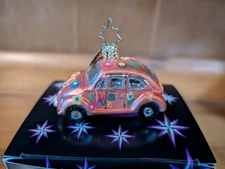 GROOVY! 2½" Radko Little Love Bug Asst 2 Christmas Ornament VW Beetle Bug Pink