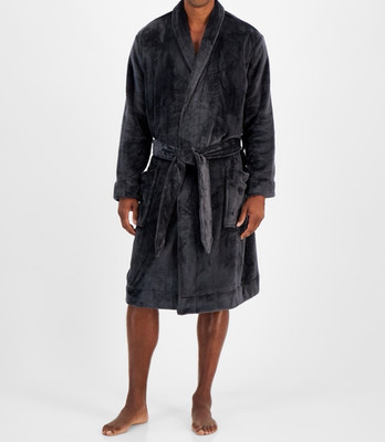 Club Room Mens Plush Pajama Robe super soft  color  Phantom Grey Size S