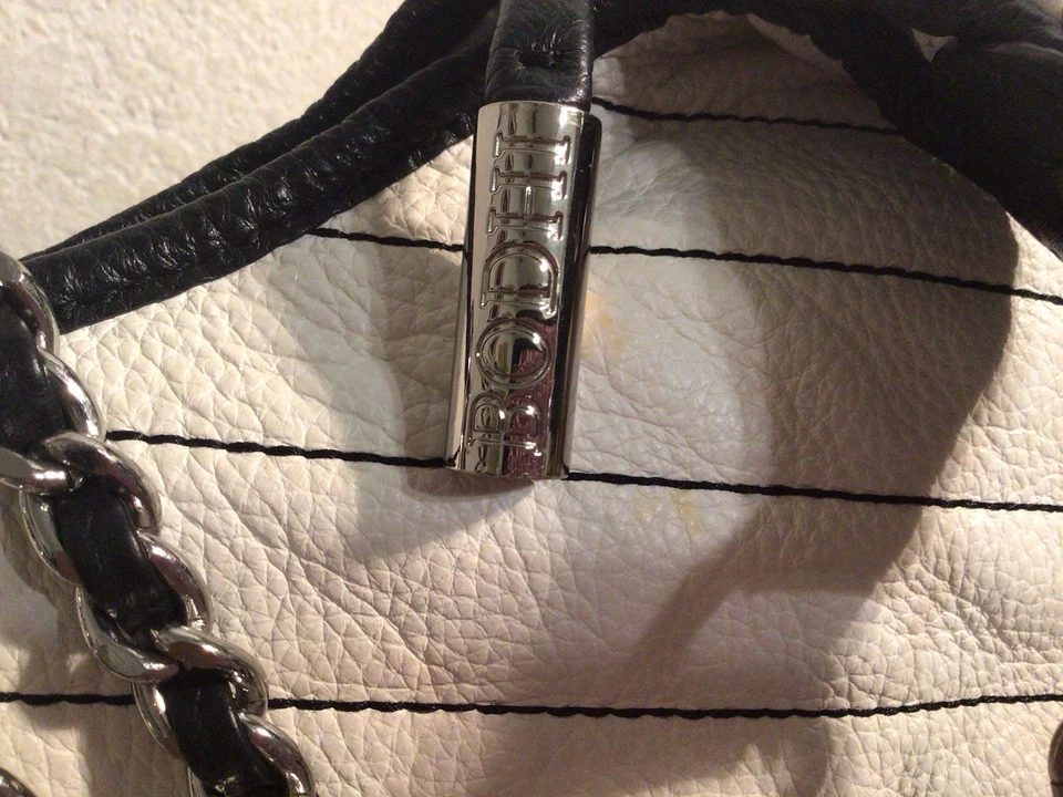 Bolso de hombro Bodhi Hobo de cuero blanco/negro Foto 3 de 4