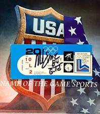 1980 USA Hockey 🇺🇸 Original Signed Mike Eruzione Ticket🇺🇸 USA 4 Vs GERMANY 2