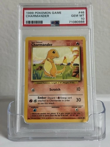 PSA 10 CHARMANDER BASE SET POKEMON GAME 1999 #46 GEM MINT Pokémon Card