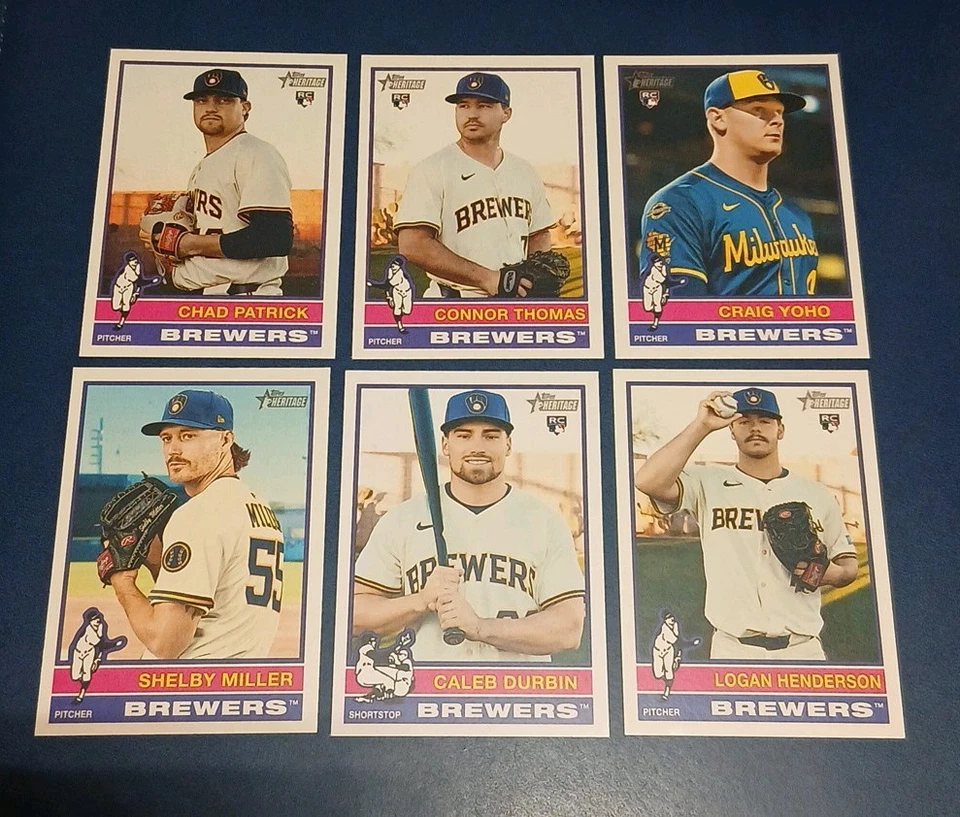 Milwaukee Brewers Topps Heritage High Number 2025 6 Card Team Set - Image 1 of 1