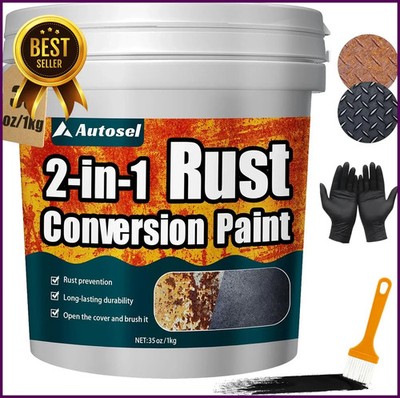 2-in-1 Rust Converter Metal Primer Anti Rust Coating Paint 35 Oz