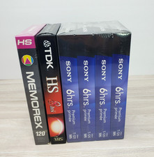 LOT OF 6 Blank VCR Tapes Sony TDK Memorex Sealed Premium Grade T-120 VHS 6hour