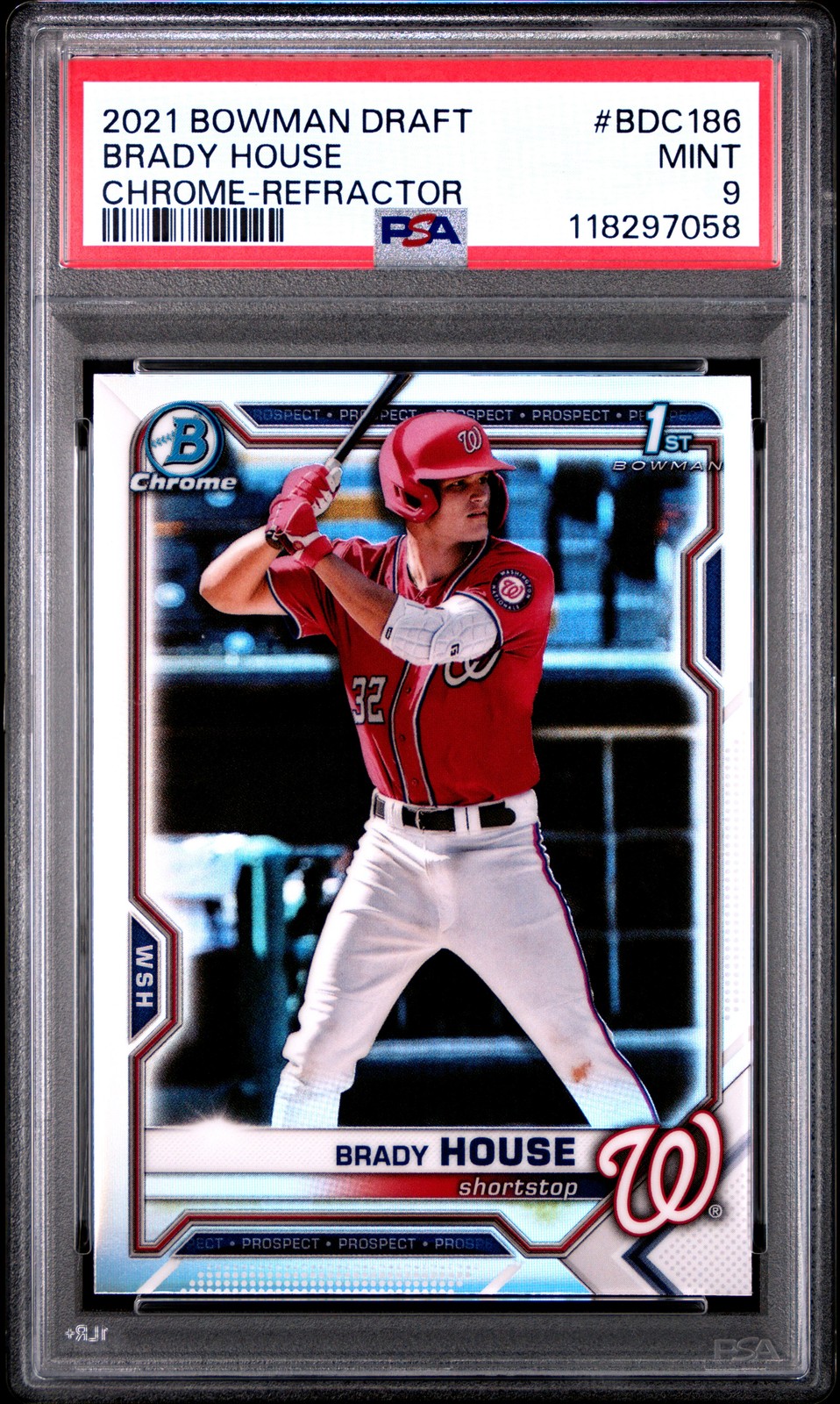 2021 BOWMAN DRAFT CHROME-REFRACTOR #BDC186 BRADY HOUSE PSA 9