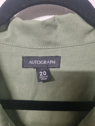 AUTOGRAPH size 20 khaki green collared long sleeve linen blend button jacket - Picture 5 of 6
