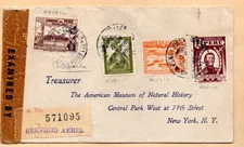Peru 4 diff stamp used on Registered cover Censor to USA 1943