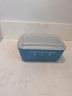Pyrex Snowflake Garland Blue 502 Refrigerator Dish 1.5 Pint With Lid USA Vintage
