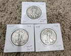 Lot of 3 Walking Liberty Half Dollars 90% Silver