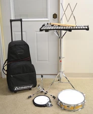 LUDWIG LE2483RBRP COMBO DRUM KIT W/13" SNARE DRUM, 32 NOTE BELLS AND ROLLING BAG