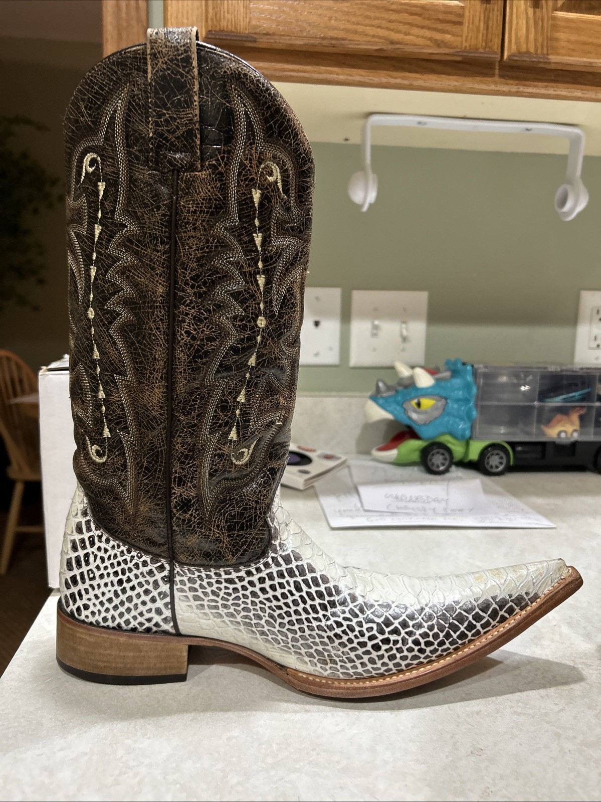 Forastero White Python Reptile Leather Boots Cowb… - image 5