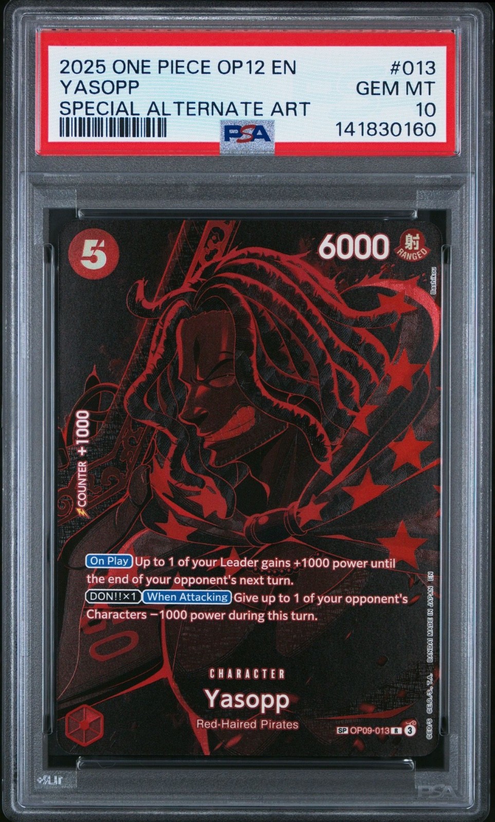 2025 One Piece OP12 En Yasopp Special Alternate Art #013 PSA 10 Gem Mint