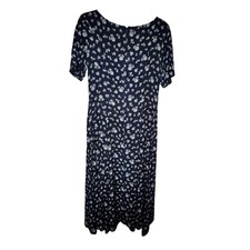 Vintage Laura Ashley Bue Floral Print Midi Dress Size 8 Cottage Prairie Western