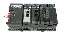 Direct Logic 205 PLC System w/ H2-DM1 H2-SERIO-4 H2-CTRIO2 D2-08CDR Modules