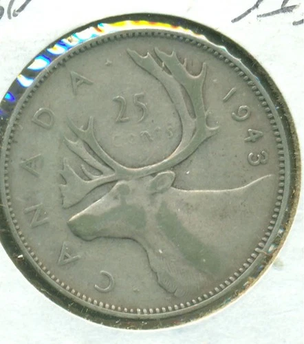 1943 CANADIAN SILVER 25c