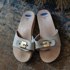Italienische Scholl Leder/Holz Clogs Pantoletten Slipper,  1x getragen im Urlaub