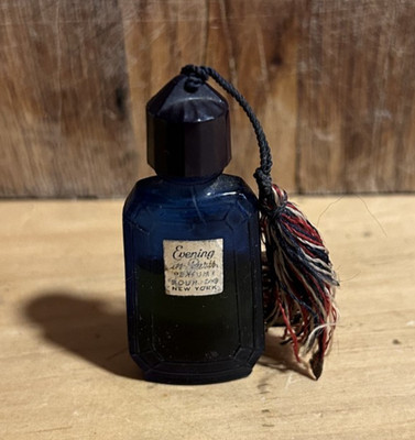 Evening in Paris Perfume Bottle Bourjois cobalt blue very small with tassel