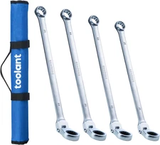 Extra Long Ratcheting Wrench Set, Flex Head & Fixed Offset Head Double Box End C