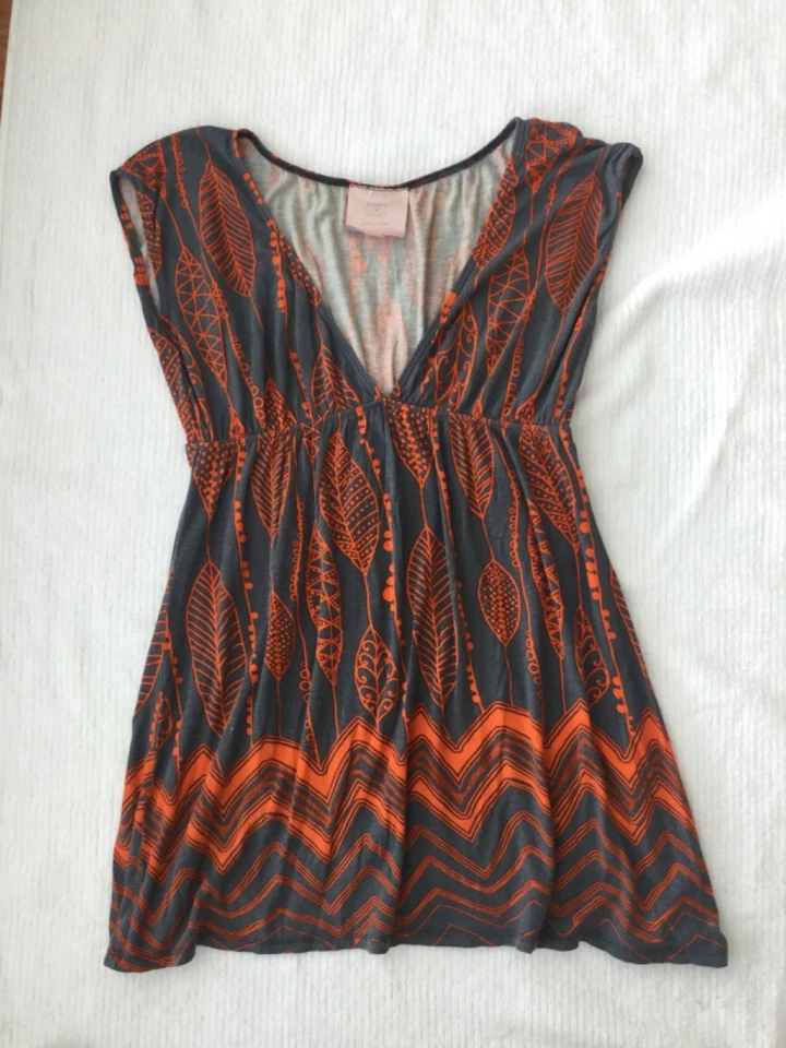 Top Romeo & Juliet Couture M Babydoll Tank Naranja Gris Estampado Fairy Empire Foto 4 de 4