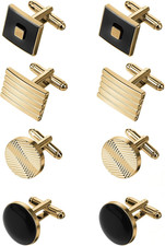 4 Pairs Cufflinks for Men Classic Tone Cuff Links Fashion Men Cufflinks Gold/Sli