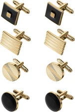 4 Pairs Cufflinks for Men Classic Tone Cuff Links Fashion Men Cufflinks Gold/Sli