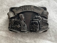 Siskiyou 1984 Belt Buckle RAILROADS BUILT AMERICA USA Made Trains Locomotives