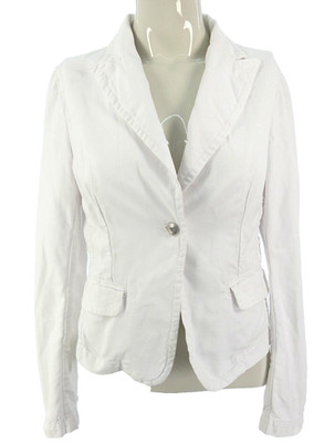 Liu Jo weiße Jeansjacke Blazer Y2K tailliert italienischer Designer IT 42 Gr UK 8 10