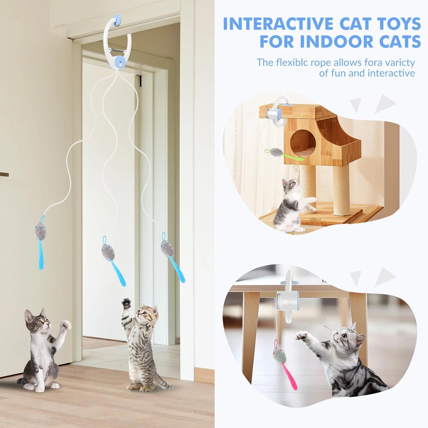 Interactive Cat Toys Indoor Cats Automatic Electric Flying Bird Feather Wand