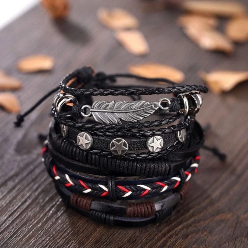 Woven Leather Rope Wrapping Men′ S Leather Bracelet Double-Layer Design DIY  - China Fashion Bracelet and Bracelet for Men price