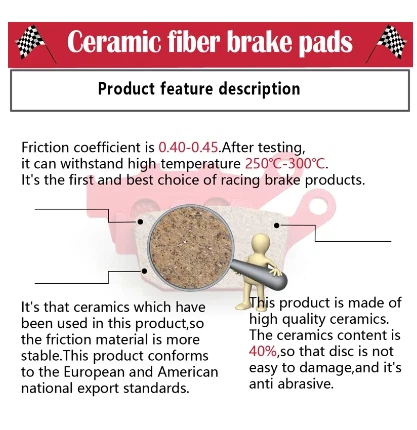 Pastillas de freno delanteras traseras de cerámica para Kawasaki Ninja 125 Ninja 250 300 400 Z300 Z400 Foto 4 de 4