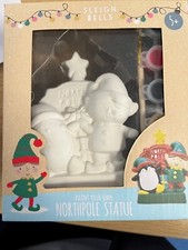 Sleigh Bells Paint Your Own Christmas Craft North Pole Statue - Free P & P