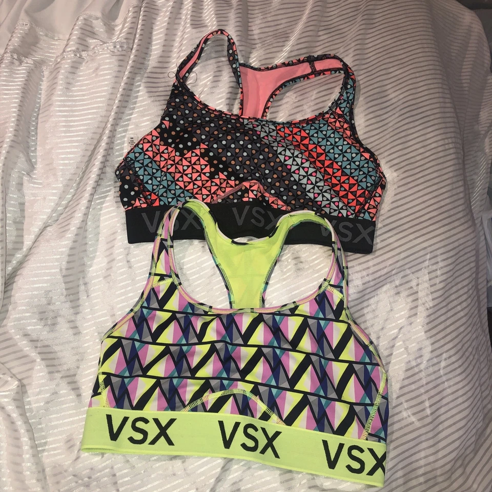 2 Victoria's Secret пуш-ап желтый спортивный бюстгальтер VSX Athletic с подкладкой крест назад sz M - Изображение 2 из 3