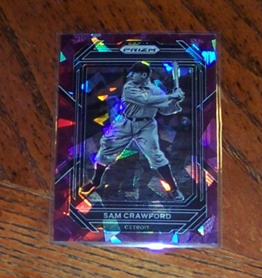 2023 Panini Prizm Sam Crawford Purple Cracked Ice Prizm Hot Box SP HOF